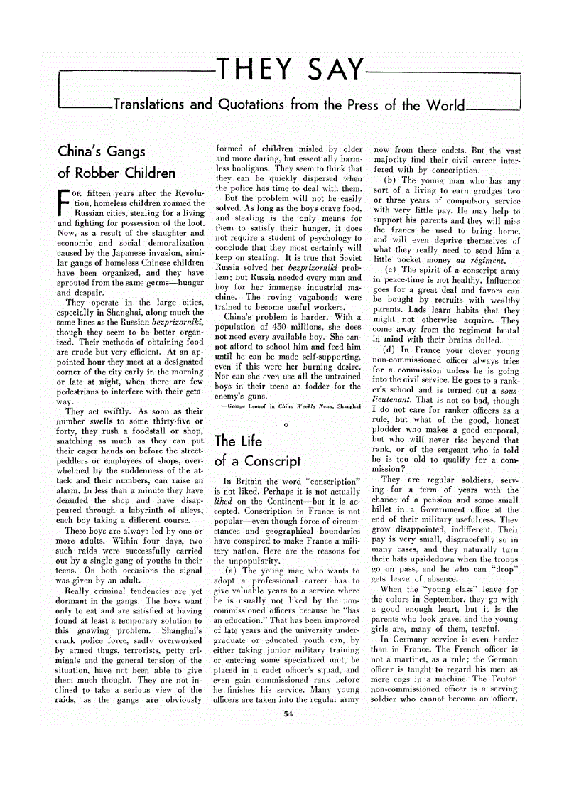 First page of They Say<subtitle>Translations and Quotations from the Press of the World</subtitle>