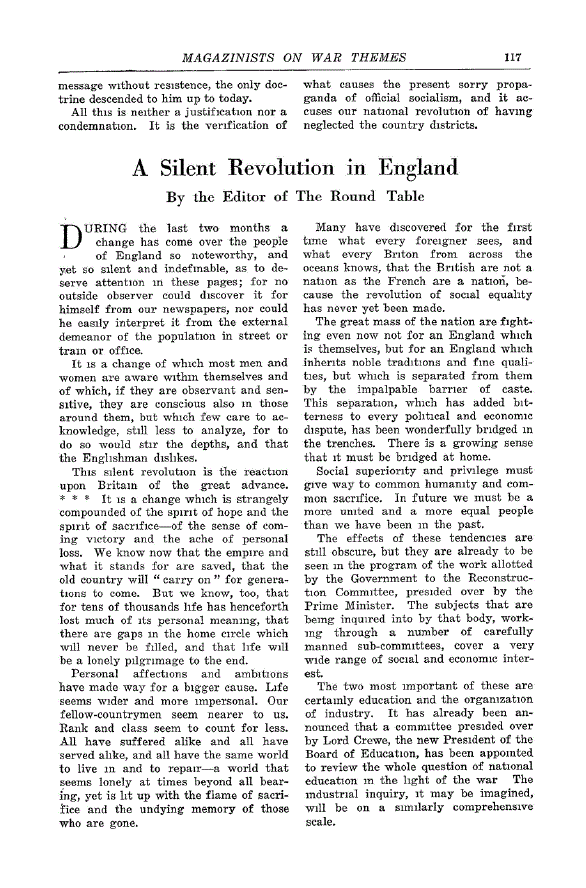 First page of A Silent Revolution in England