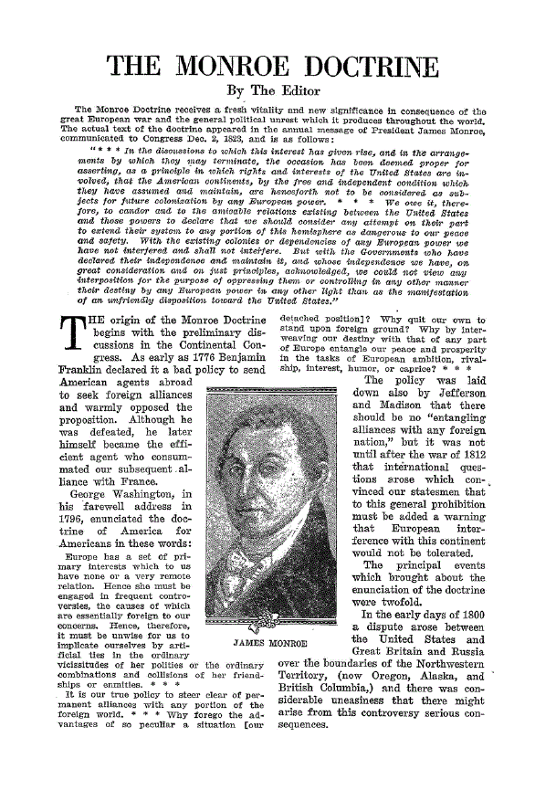 First page of The Monroe Doctrine