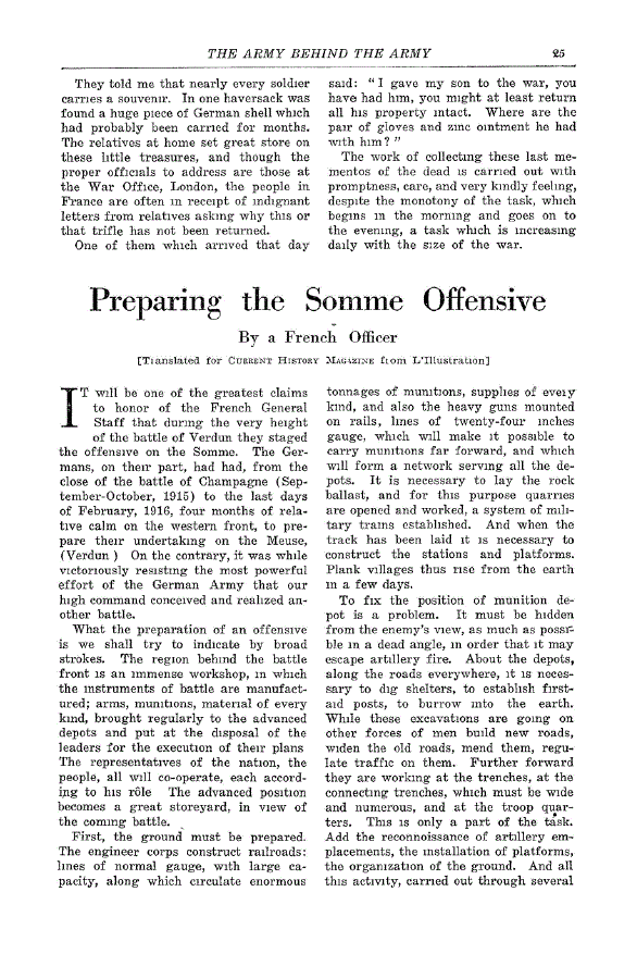 First page of Preparing the Somme Offensive