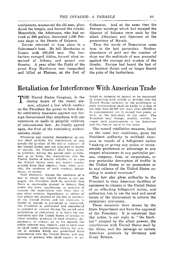 First page of Retaliation for Interference with American Trade
