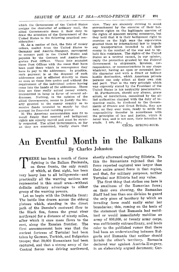 First page of An Eventful Month in the Balkans