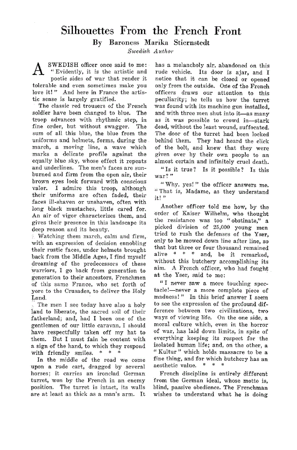 First page of Silhouettes from the French Front
