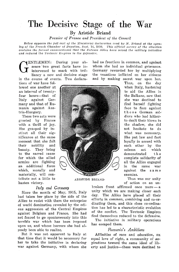 First page of The Decisive Stage of the War