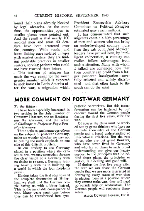 First page of More Comment on Post-War Germany
