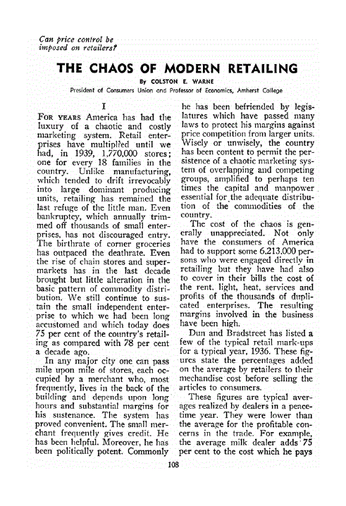 First page of The Chaos of Modern Retailing