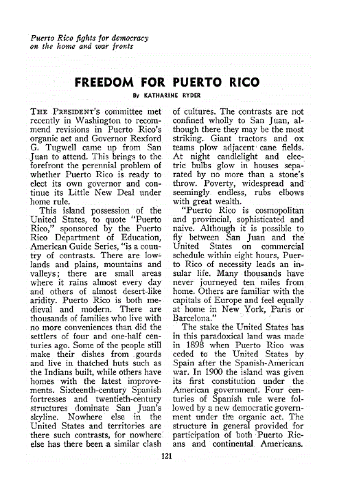 First page of Freedom for Puerto Rico