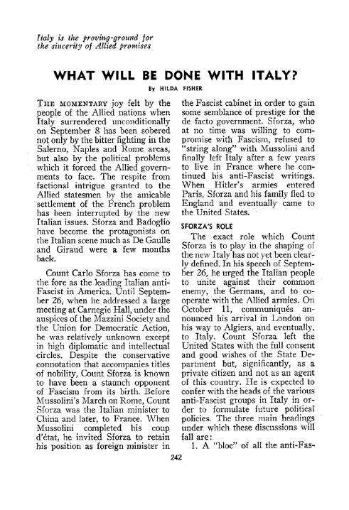 First page of What Will Be Done With Italy?