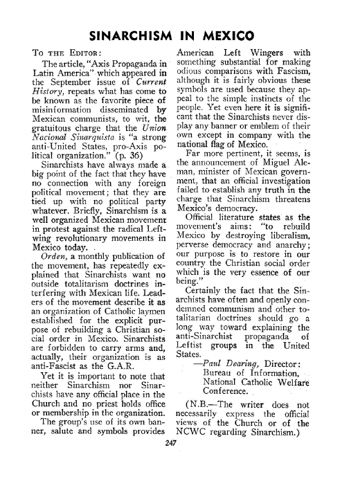 First page of Sinarchism in Mexico