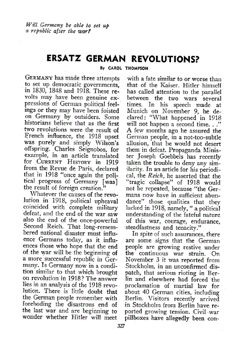 First page of Ersatz German Revolutions?