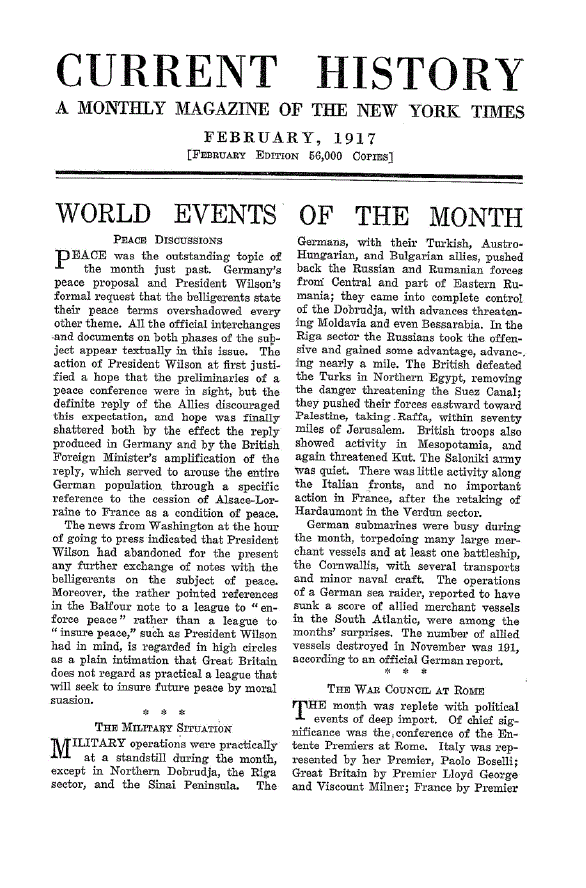 First page of World Events of the Month