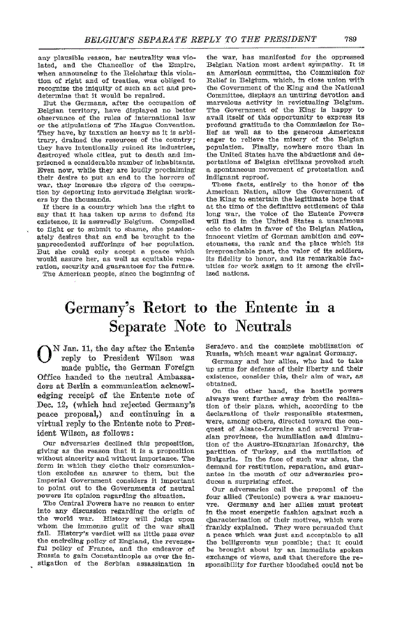 First page of Germany’s Retort to the Entente in a Separate Note to Neutrals