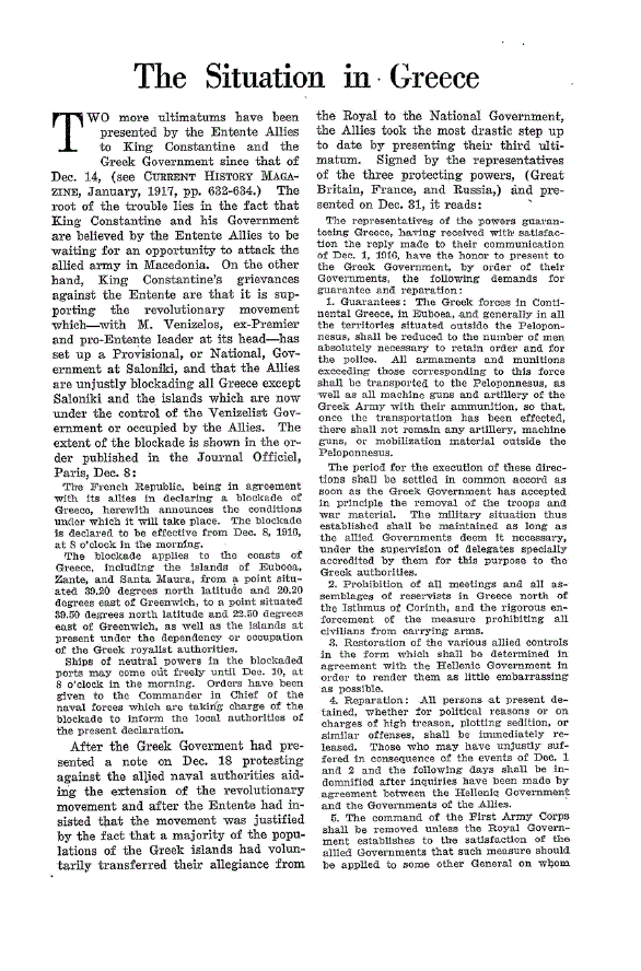 First page of The Situation in Greece