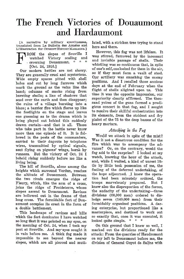 First page of The French Victories of Douaumont and Hardaumont