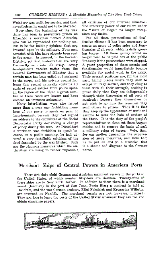 First page of Merchant Ships of Central Powers in American Ports