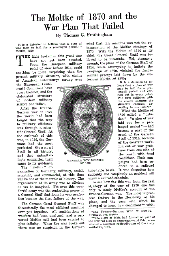 First page of The Moltke of 1870 and the War Plan that Failed