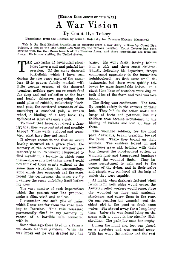 First page of A War Vision