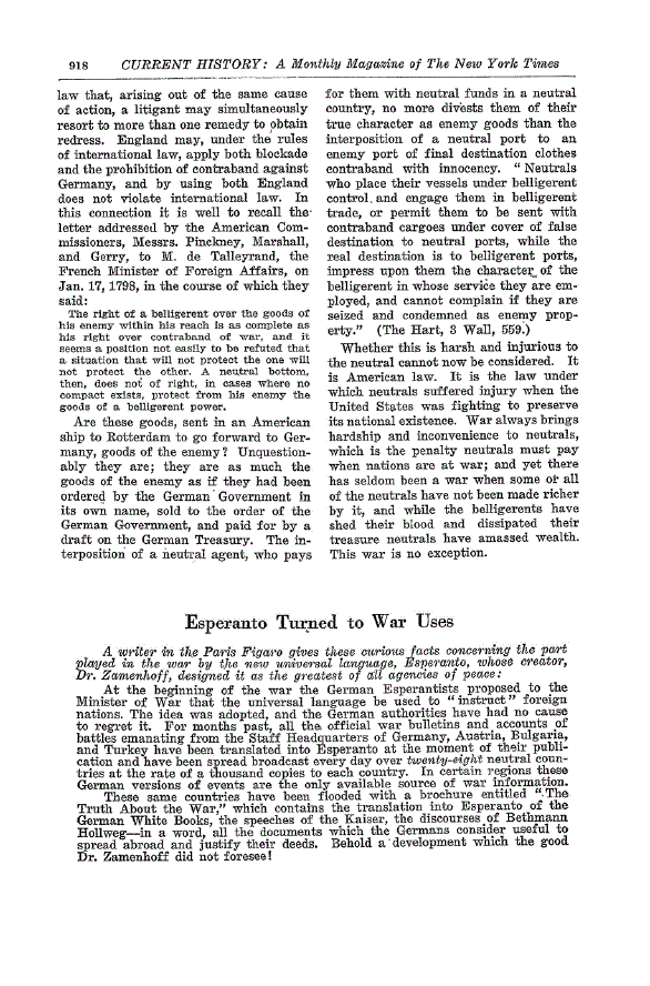First page of Esperanto Turned to War Uses