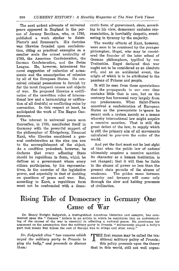 First page of Rising Tide of Democracy in Germany One Cause of War