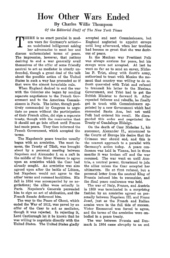 First page of How Other Wars Ended