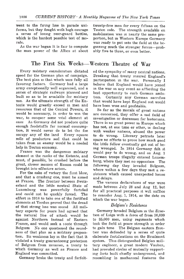 First page of The First Six Weeks—Western Theatre of War