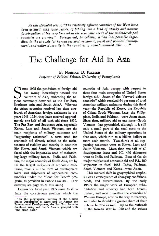 First page of The Challenge for Aid in Asia