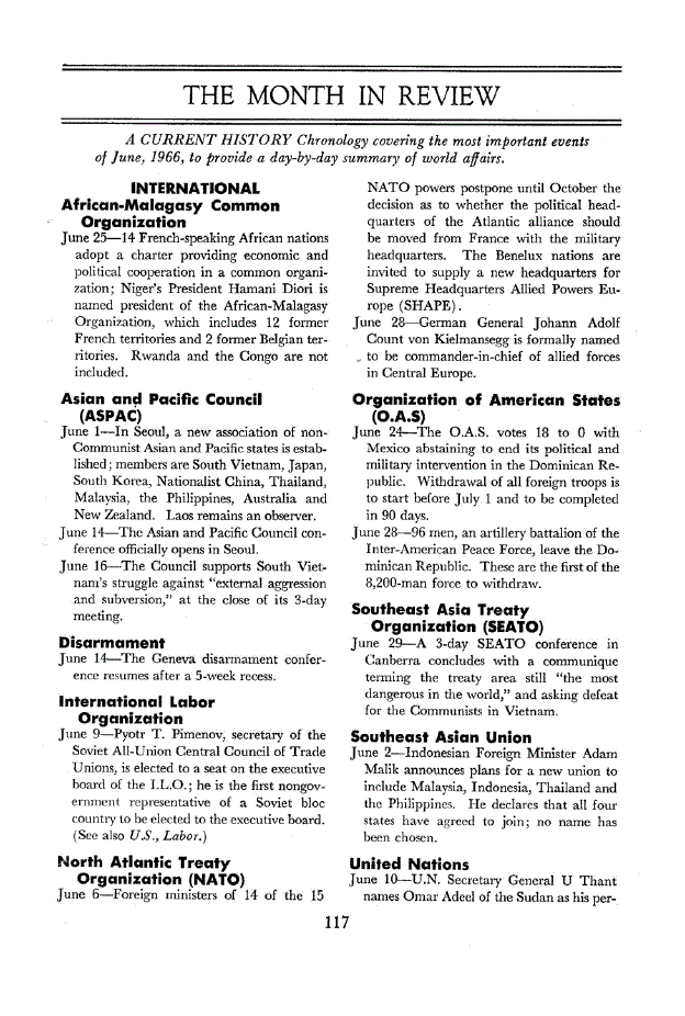First page of The Month in Review