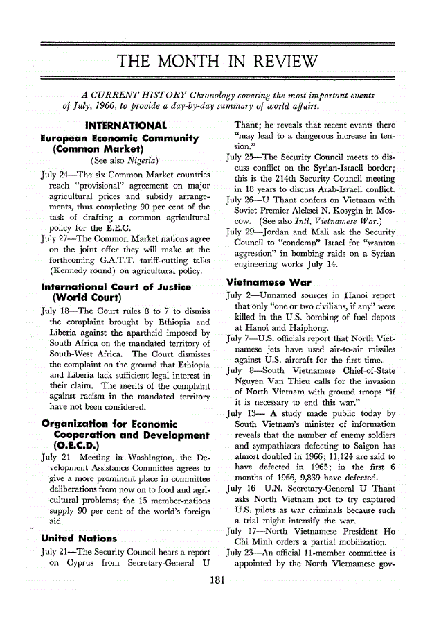 First page of The Month in Review