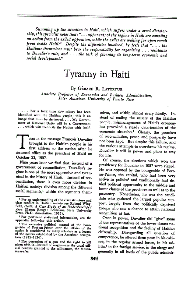 First page of Tyranny in Haiti