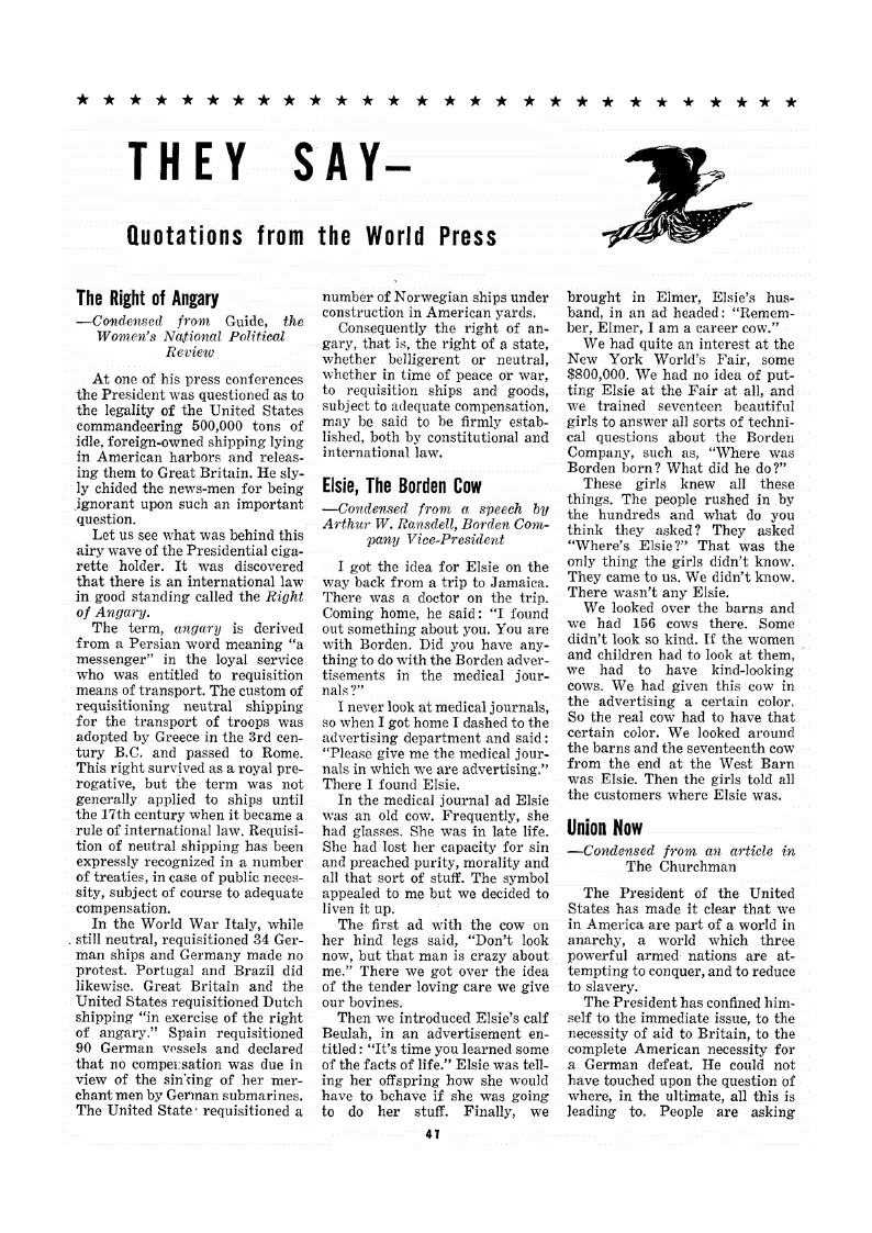 First page of They Say<subtitle>Quotations from the World Press</subtitle>