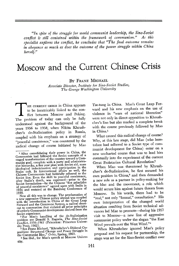 First page of Moscow and the Current Chinese Crisis