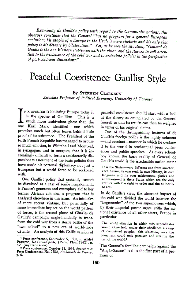 First page of Peaceful Coexistence<subtitle>Gaullist Style</subtitle>