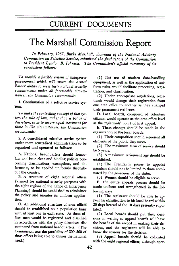 First page of The Marshall Commission Report