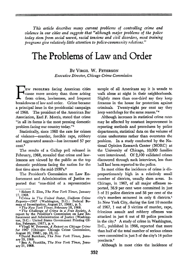 First page of The Problems of Law and Order