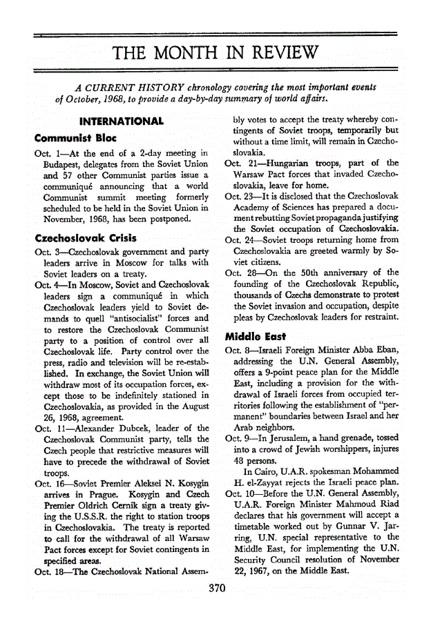 First page of The Month in Review