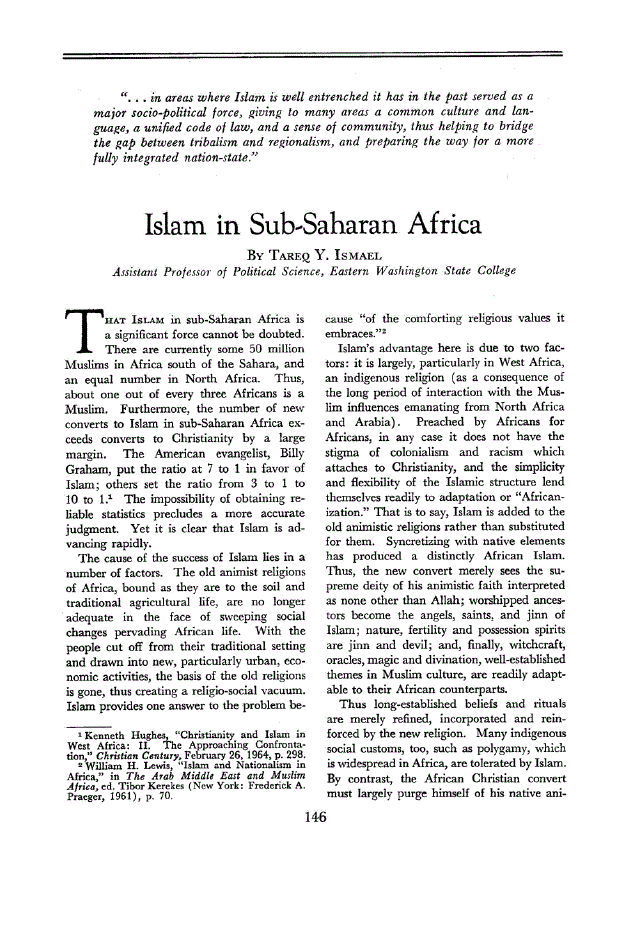 First page of Islam in Sub-Saharan Africa