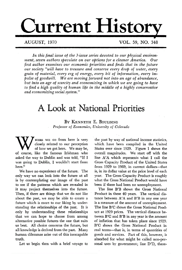First page of A Look at National Priorities