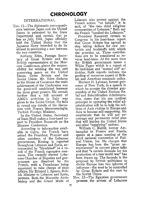 First page of Chronology