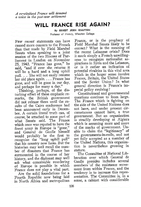 First page of Will France Rise Again?