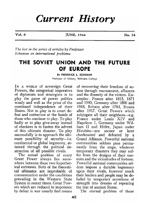 First page of The Soviet Union and the Future of Europe