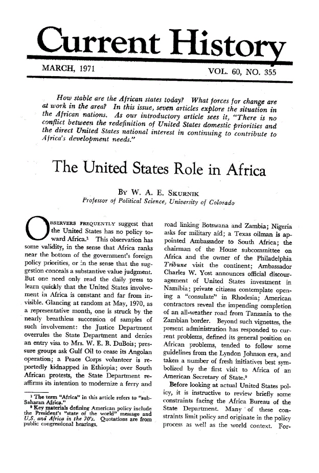 First page of The United States Role in Africa