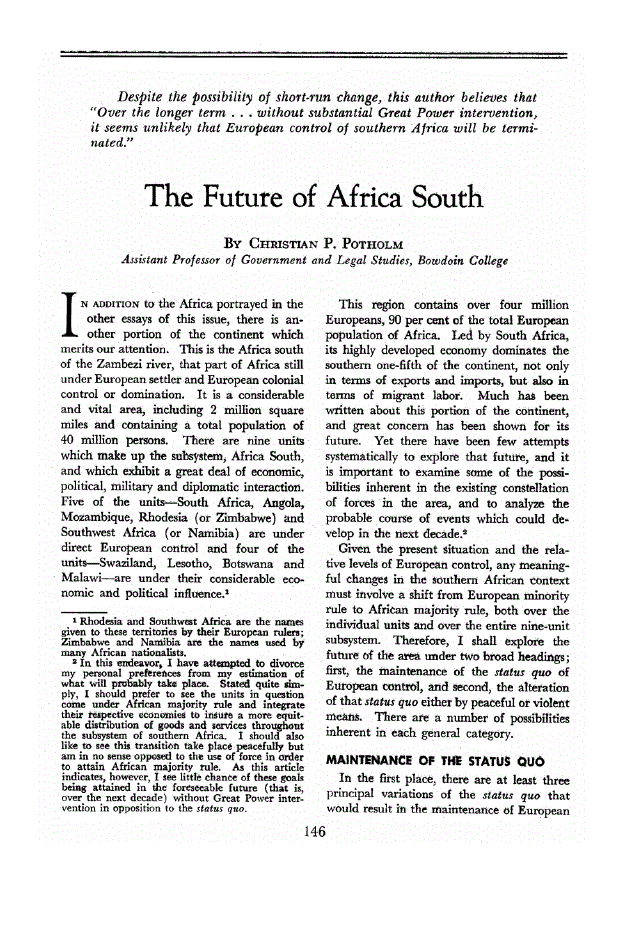 First page of The Future of Africa South