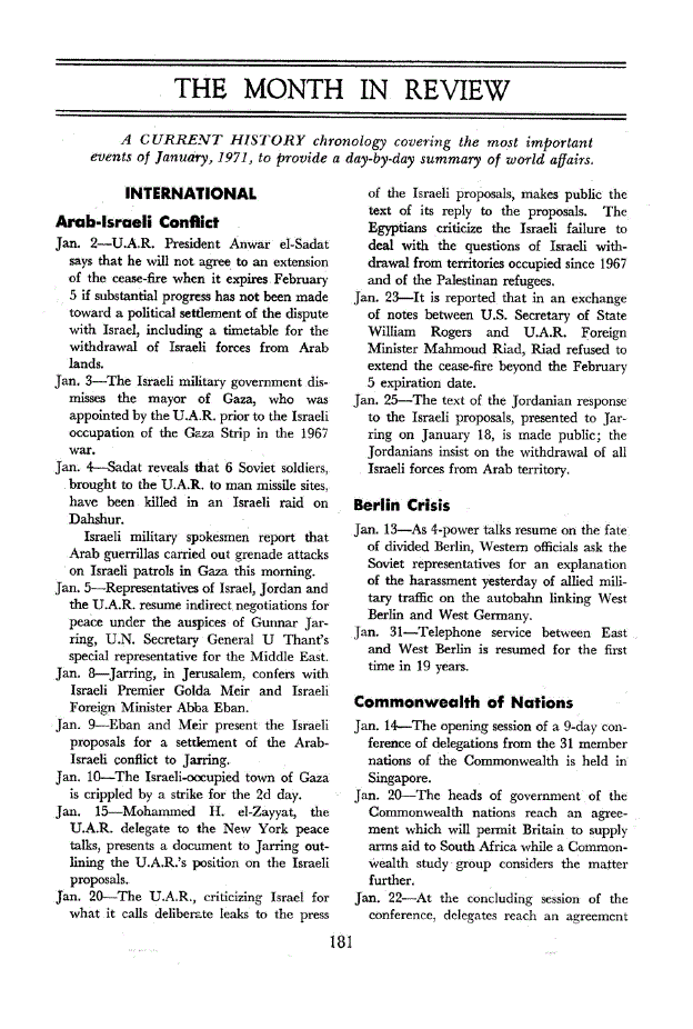 First page of The Month in Review