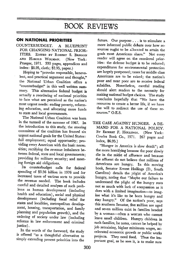 First page of On National Priorities