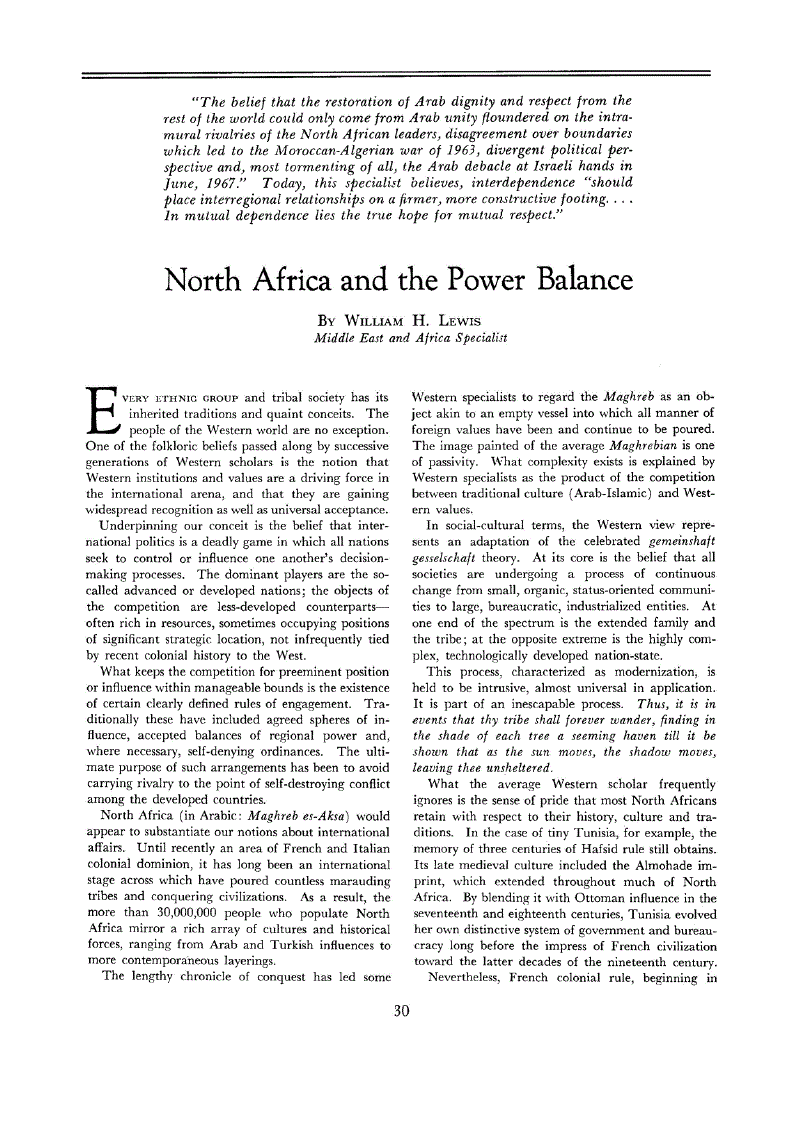 First page of North Africa and the Power Balance