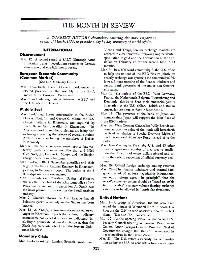 First page of The Month in Review