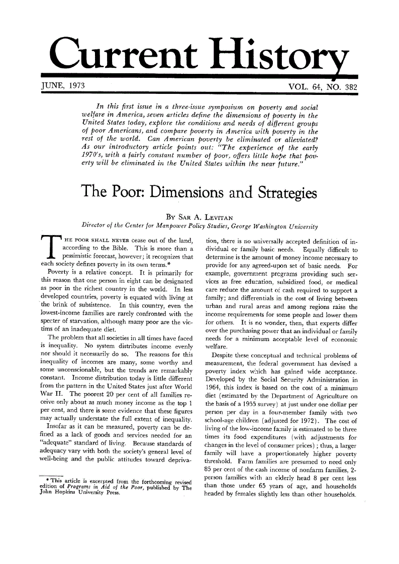 First page of The Poor<subtitle>Dimensions and Strategies</subtitle>