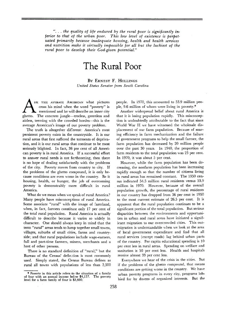 First page of The Rural Poor