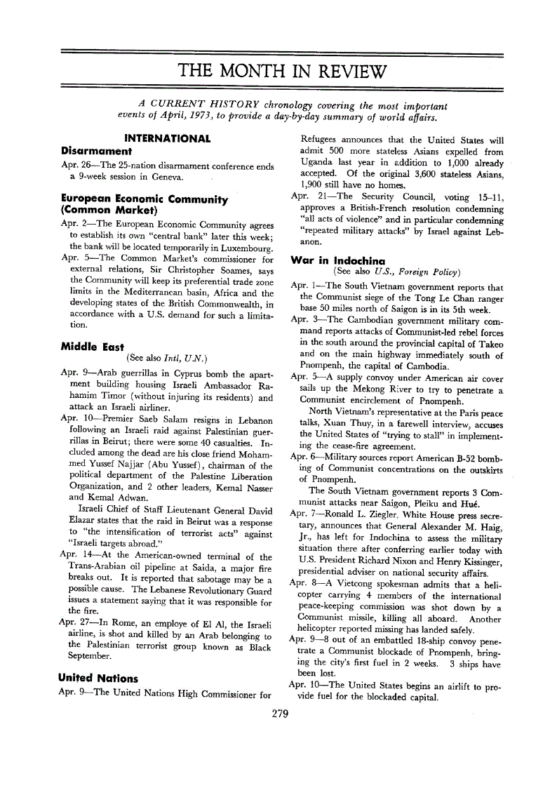 First page of The Month in Review