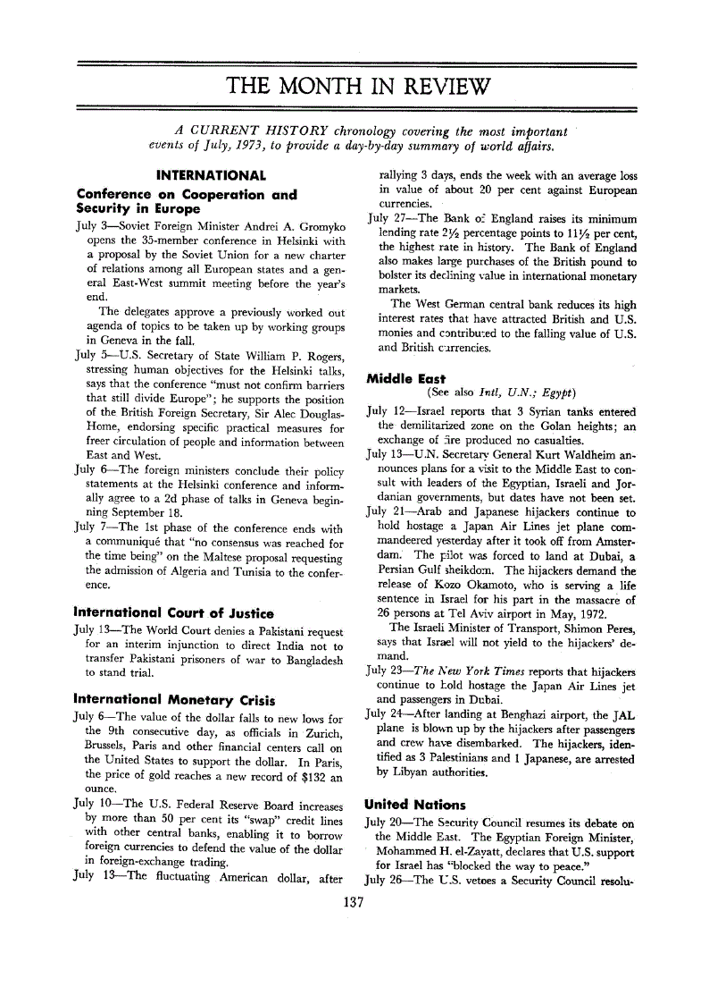 First page of The Month in Review